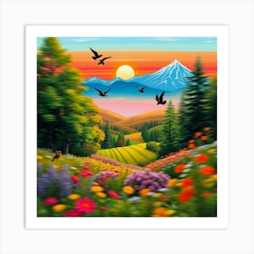 Sunset In The Meadow 2 Art Print