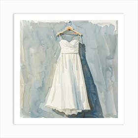 Watercolor Wedding Dress On Hanger 1718 Art Print