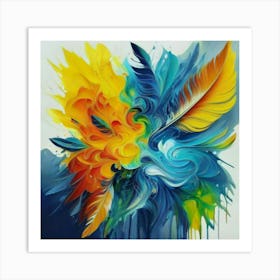 Gorgeous, distinctive yellow, green and blue abstract artwork 16 Art Print