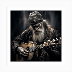 Old Man Playing Guitar Art Print