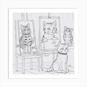 Cute Cat Drawing Art Print