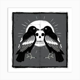 Crows And Skulls Art Print