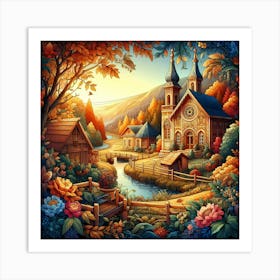 Autumn Village 2 Art Print