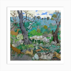 Landscape With Animals Art Print