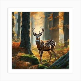 Deer In The Woods 56 Art Print