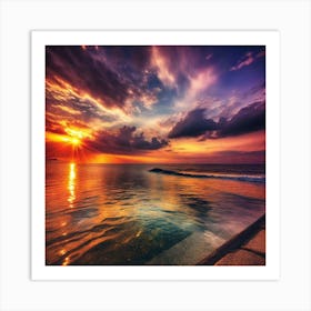 Sunset Over The Ocean 244 Art Print