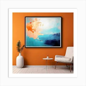 Mock Up Canvas Framed Art Gallery Wall Mounted Textured Print Abstract Landscape Portrait (8) Art Print