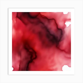 Beautiful ruby garnet abstract background. Drawn, hand-painted aquarelle. Wet watercolor pattern. Artistic background with copy space for design. Vivid web banner. Liquid, flow, fluid effect. 1 Art Print