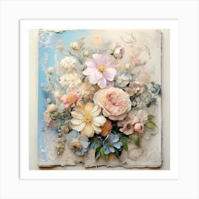 Vintage Pastel Flowers 16 Art Print