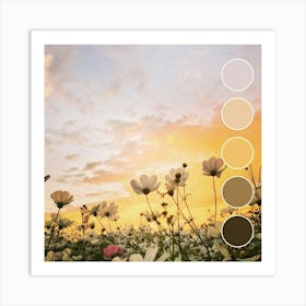 Sunset With Flowers Art Print