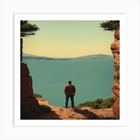 Man Looking At The Ocean Art Print