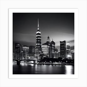 Hong Kong Skyline At Night Art Print