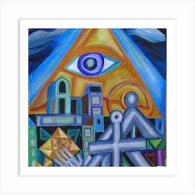 Cubism Oil Painting, Medicine, Banks, Oppression Art Print