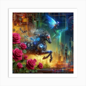 Fairy And Roses Art Print