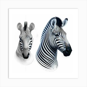 Zebras - Abstract Line Art Illustration 151 Art Print