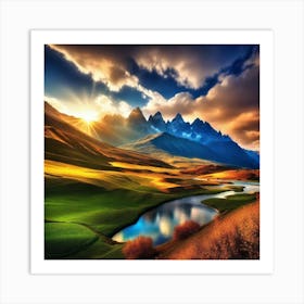 Sunrise In The Mountains 13 Art Print