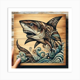 Dynamic Shark Wave Art Art Print