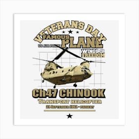 Us Army Ah47 Chinook Veterans Day Art Print