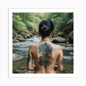 Asian Woman With Tattoo Art Print