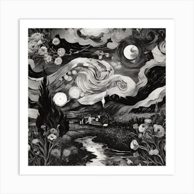 Landscape, Black and white 1 Art Print