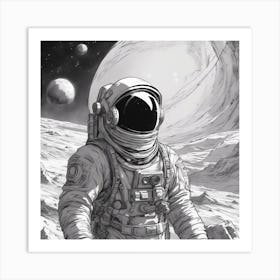 A Sunsglasses In Cosmonaut Suit Wandering In Space 1 Art Print