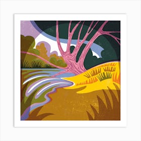 Riverbank Tree Art Print