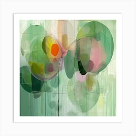 Abstract Green Spheres 2 Art Print