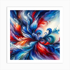 Universe Abstract Blue Red Wall Art Art Print