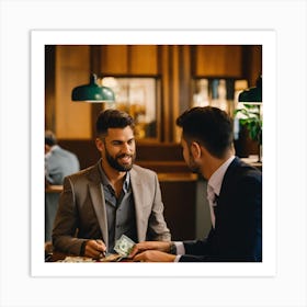 Two Businessmen Talking About Money Art Print