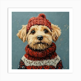 Christmas Golden Dog 7 Art Print