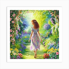 Girl In A Garden 7 Art Print