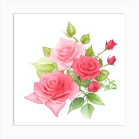 Watercolor Roses4 Art Print