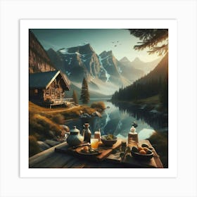 Cabin In The Mountains Art Print