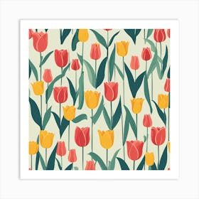 Seamless Pattern With Tulips Art Print