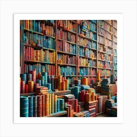 Colorful Bookshelf Art Print