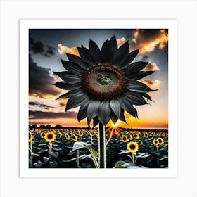 Sunflower At Sunset 1 Art Print