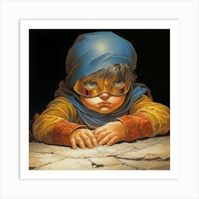 Child With A Golden Mask Art Print