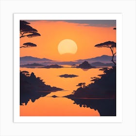 Sunset in Lakes Art Print