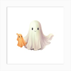 Ghost And Pumpkin Art Print