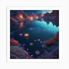 Lake In The Night Art Print