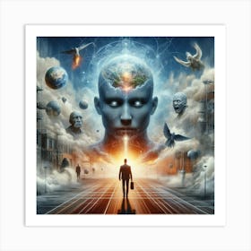 Man Walking Through A City Art Print