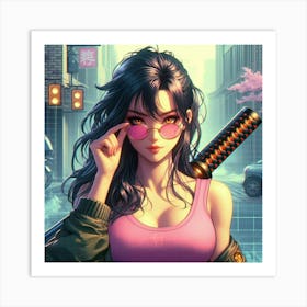 Anime Girl Holding A Sword 1 Art Print