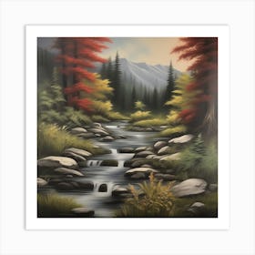 Stream In The Mountains Art Print