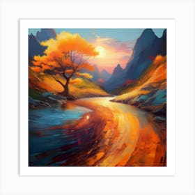 Autumn Landscape Painting 1 Art Print