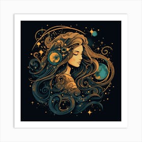 Abstract Portrait of Astrology Woman Art Print
