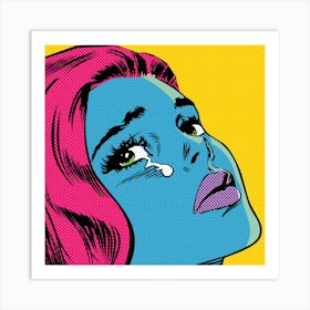 Cry blue girl Art Print