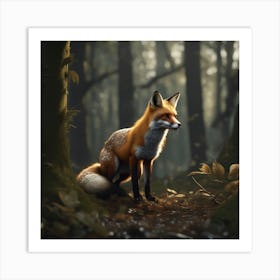 Fox In The Forest 81 Art Print