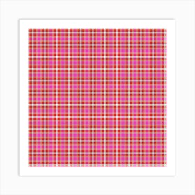 Pink Plaid Fabric 7 Art Print