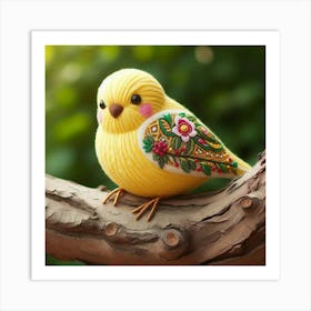 Embroidered Bird Art Print