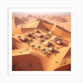 Sahara Countryside Peaceful Landscape Low Poly Isometric Art 3d Art High Detail Artstation Con (1) Póster